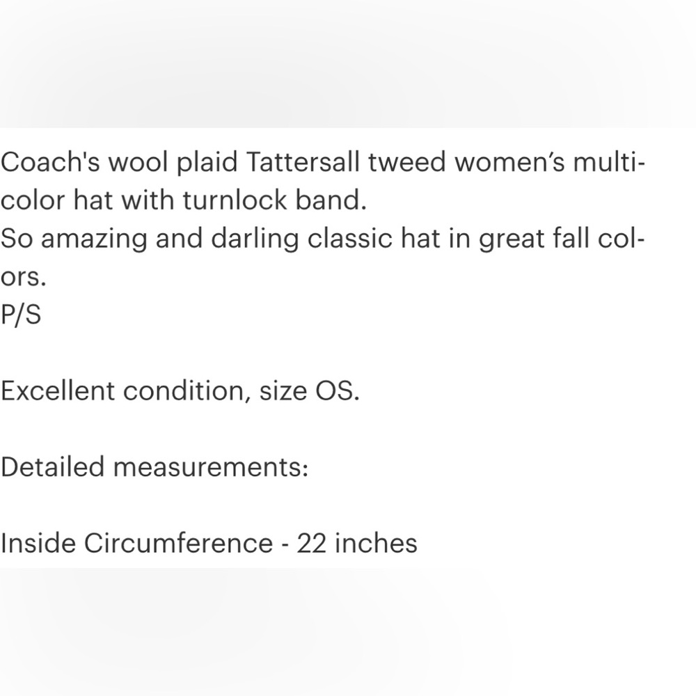 COACH || Tattersall Crusher Multicolor Winter Bucket Hat. Sz. S/P - Picture 16 of 16